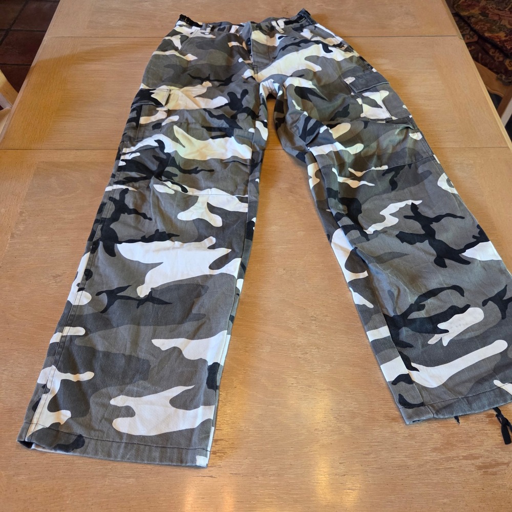 PJ Mark Mens Grey Camo Cargo Pants XL Tactical Streetwear Baggy Camouflage Grey